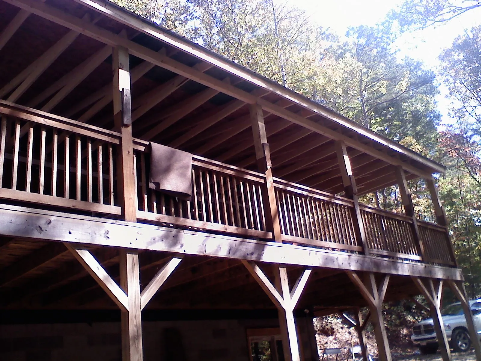 Timber framing under a new elevated porch and deck — Roof Leak Repair in Taneytown by Roofing Brothers